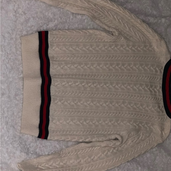 🆕 Polo Ralph Lauren V-Neck Sweater Size Large Color: Off white/Red/Navy Blue - Picture 3 of 4